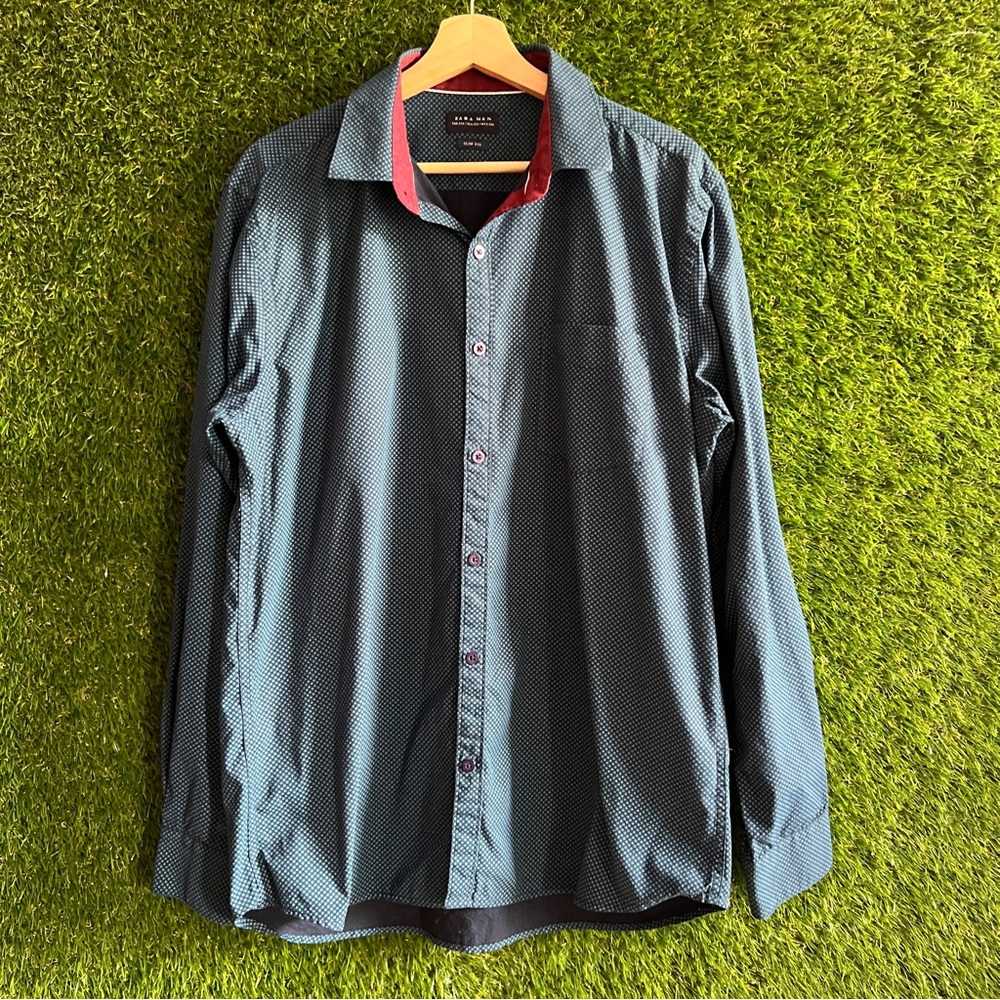 Zara Man Slim Fit Long Sleeve Button Up Dress Shirt Big Tall